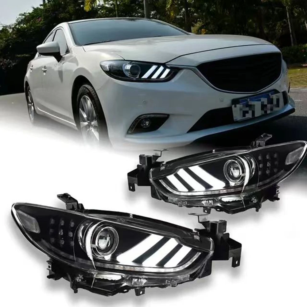 

2Pcs Lights For Mazda 6 Atenza 2013-2016 LED Auto Headlights Assembly Upgrade Mustang Design Dynamic Bifocal Lens Accessories