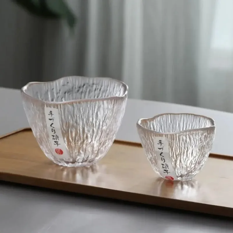 Heat-resistant Glass Tea Cup Japanese Kung Fu Tea Set Wine Glass Rain Drop Cup Transparent Drinking drinking glasses set