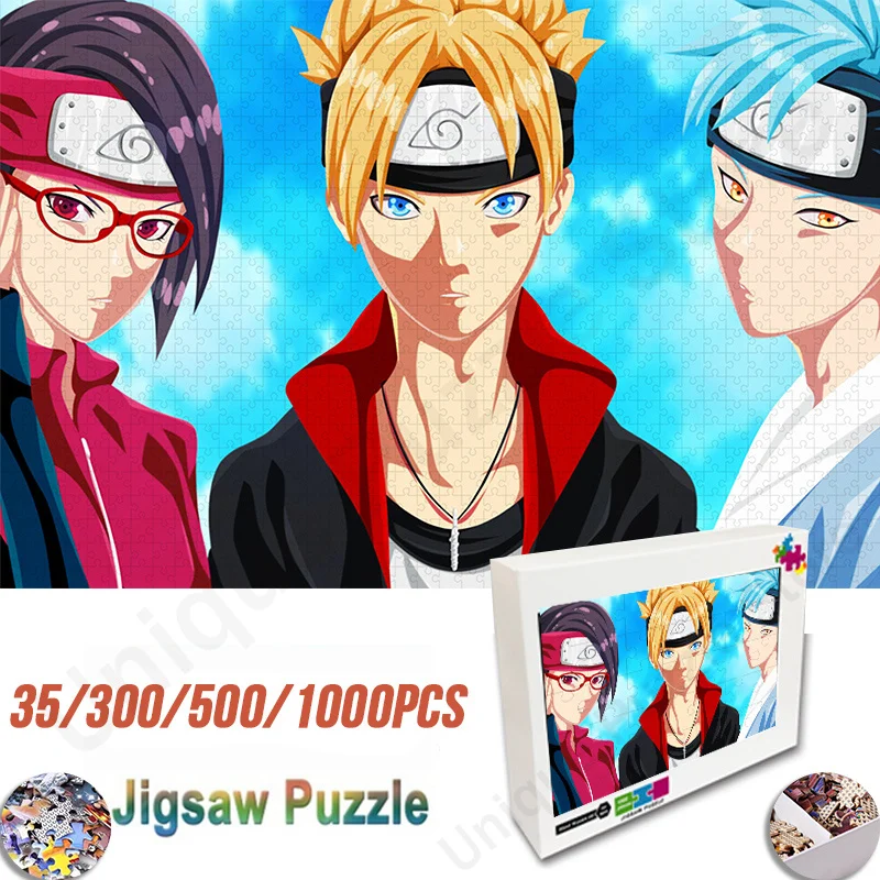 Naruto Wooden Puzzle Jigsaw Cartoon Anime Characters Jigsaw Puzzle 35/300/500/1000 Pcs Learning Educational Toys for Children