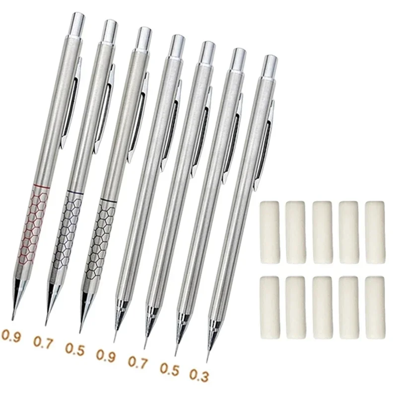 Pencil Eraser 10/20pcs Automatic Pencils Portable Replacement Tail Erasers School Supplies Exam Sketch Painting Mini Eraser Refill Accessories