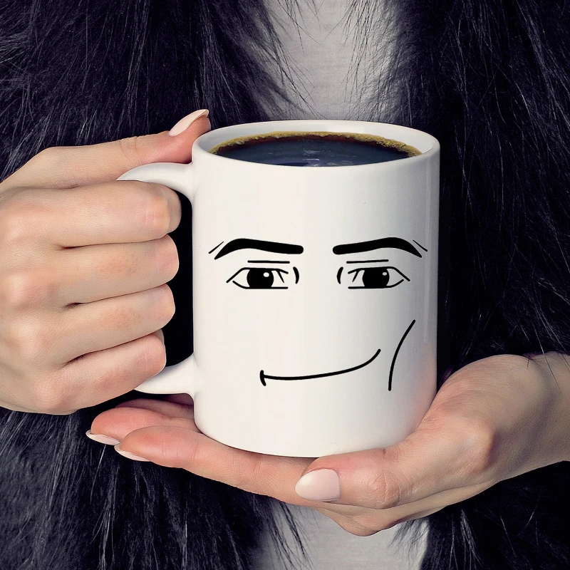Stylish Ceramic Mug with Cute Woman Face Design - Minimalist Coffee Cup for Milk/Breakfast, Creative Gift for Men/Women