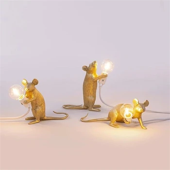 Livraison directe souris nordique lampe de Table LED Style moderne maison chambre Table de chevet lumières intérieur décoration de la maison éclairage support lampes 1
