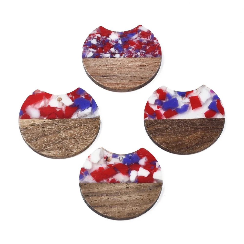20Pcs Resin Wood Charms Round Pendant for Necklace Wooden Earring Connectors Jewelry Making Vintage DIY Components 34.5x36.5x3mm