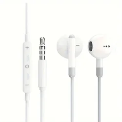 Premium HiFi Wired Earphones with Microphone - Half - in - Ear Design, USB - C Connection (3.5mm White)