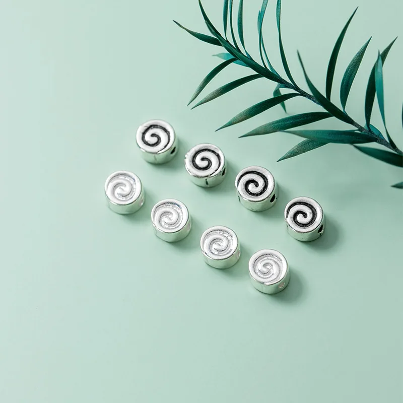 

100% Real Sterling 925 Silver Through-hole Septal Vortex Bead Diy Material Accessory For Bracelet Necklace