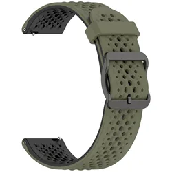 Silicone Sport Strap - Breathable Bracelet Wristband (20mm/22mm) - Universal 20mm (Army green black)