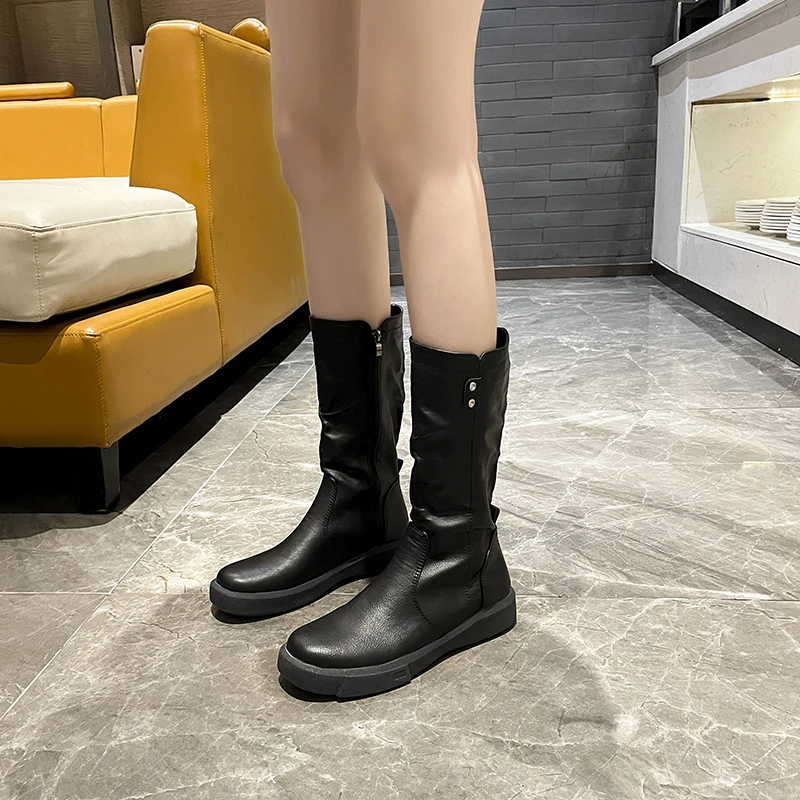 Winter 2023 New Fashion Women's Ankle Shoe Cover with Soft PU Leather Boots on The Lower Leg Platform Women's Fashion Boots