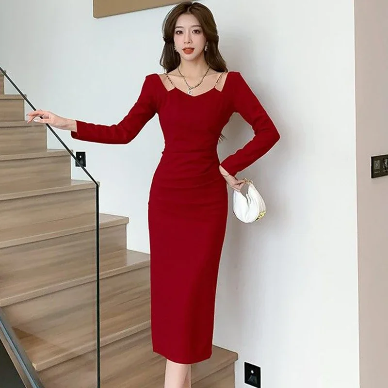 one piece dress for birthday Frock Tight Girl Party Decent One Piece Long One Piece Dress Size:US4