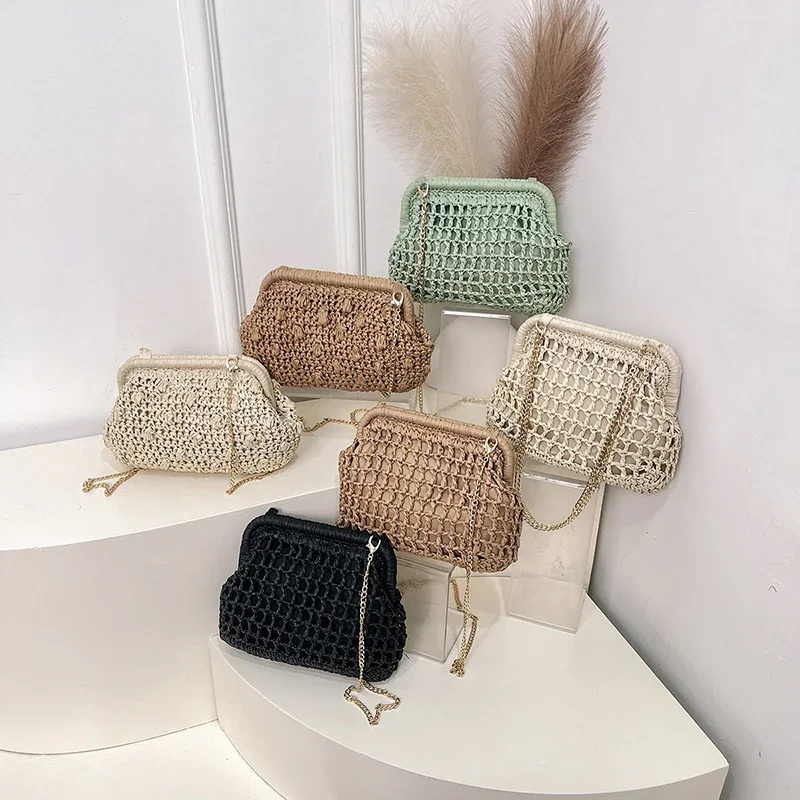 Straw Weaving Hollow Out Fashion Women's Shoulder Bags Niche Design Casual Versatile Commute Western Style Handbags