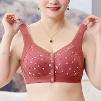 Plus Size Flower Print Wire Free No Pads Nursing Bra Mid-aged Mom Open Front Vest Brassiere Lingerie Cotton Bralette Underwear - Image 5