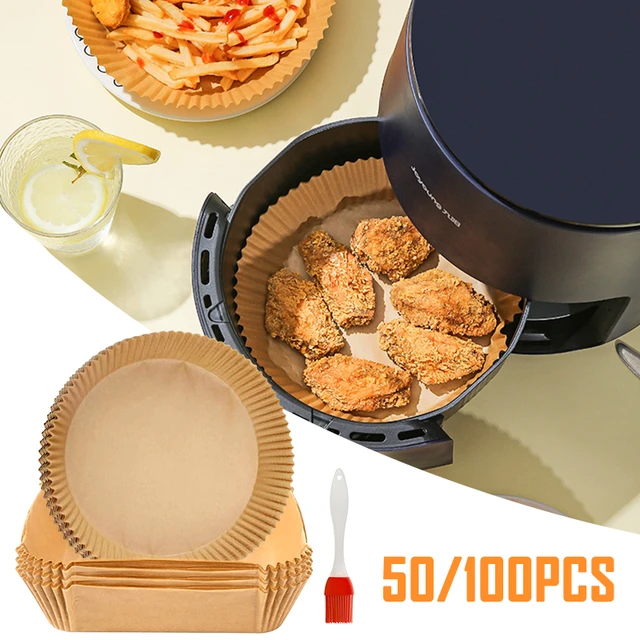 50pcs Air Fryer Disposable Paper Liner Square Non-Stick Steamer Mat Baking  Tools Airfryer Parchment Tray For Kitchen Accessories