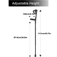 Forearm Canes Lightweight Arm Crutch Adjustable Ergonomic Comfortable on Wrist Non Skid Rubber Tips 2