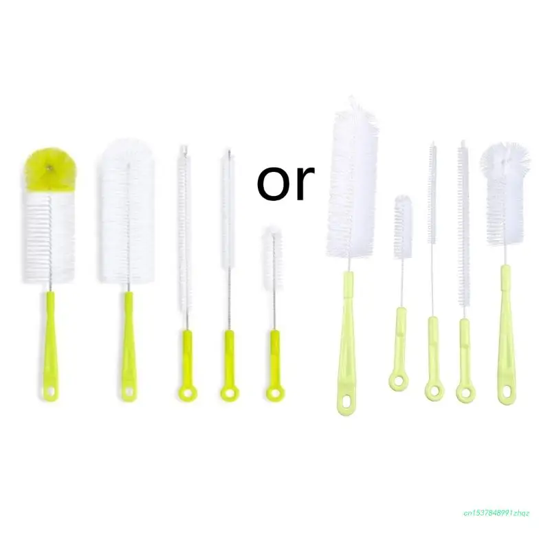 

5 Pcs Long Handle Cleaning Brush Sets for Narrow-mouth Baby Bottle Pipe Washing Sports Water Bottle Glass Tube Cleaner Household