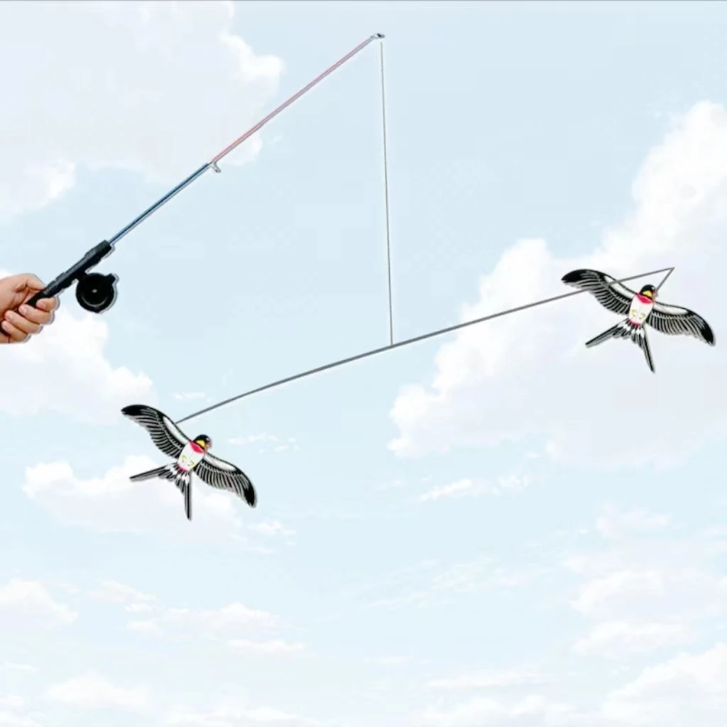 Mini Pole Swallow Kites for Adults - Dynamic Windsurfing Kites with Fishing Rod Line swallow kites