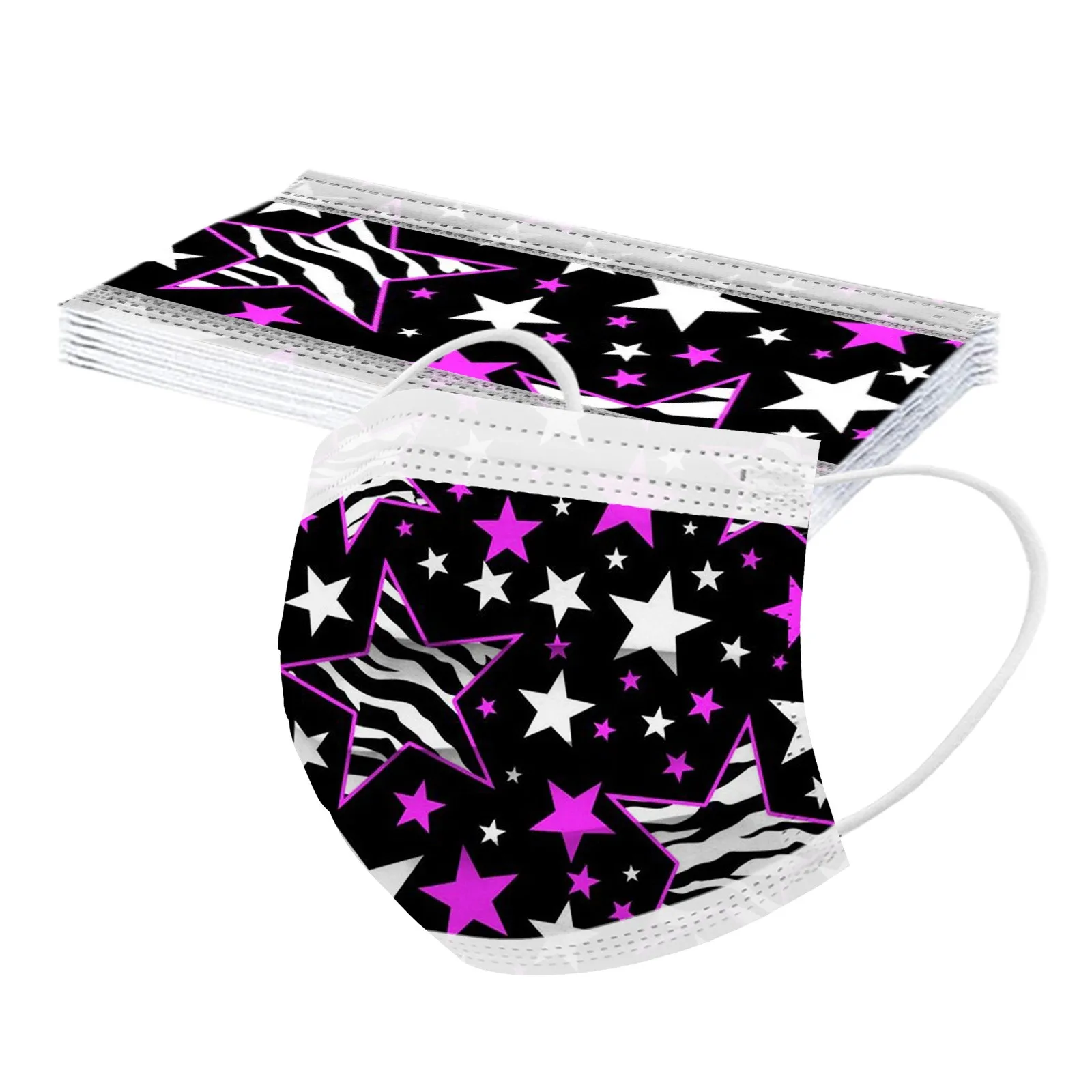 10PCS Children Mask Five-Pointed Star Printing Disposable Mask 3ply Ear Loop Breathable Facemask Masque Mascarillas