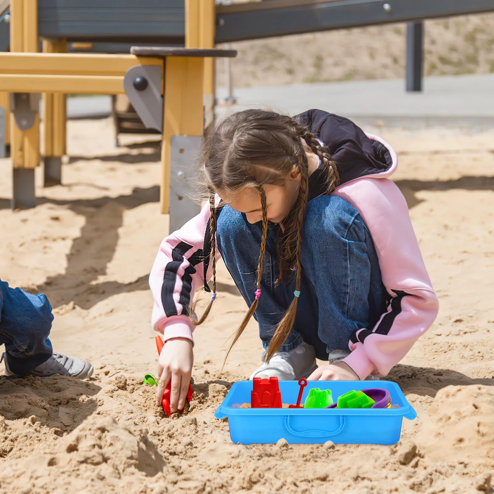 휴대용 모래놀이 상자, 대용량 보관함, 어린이용 해변/마당 야외 놀이용 ABS 소재