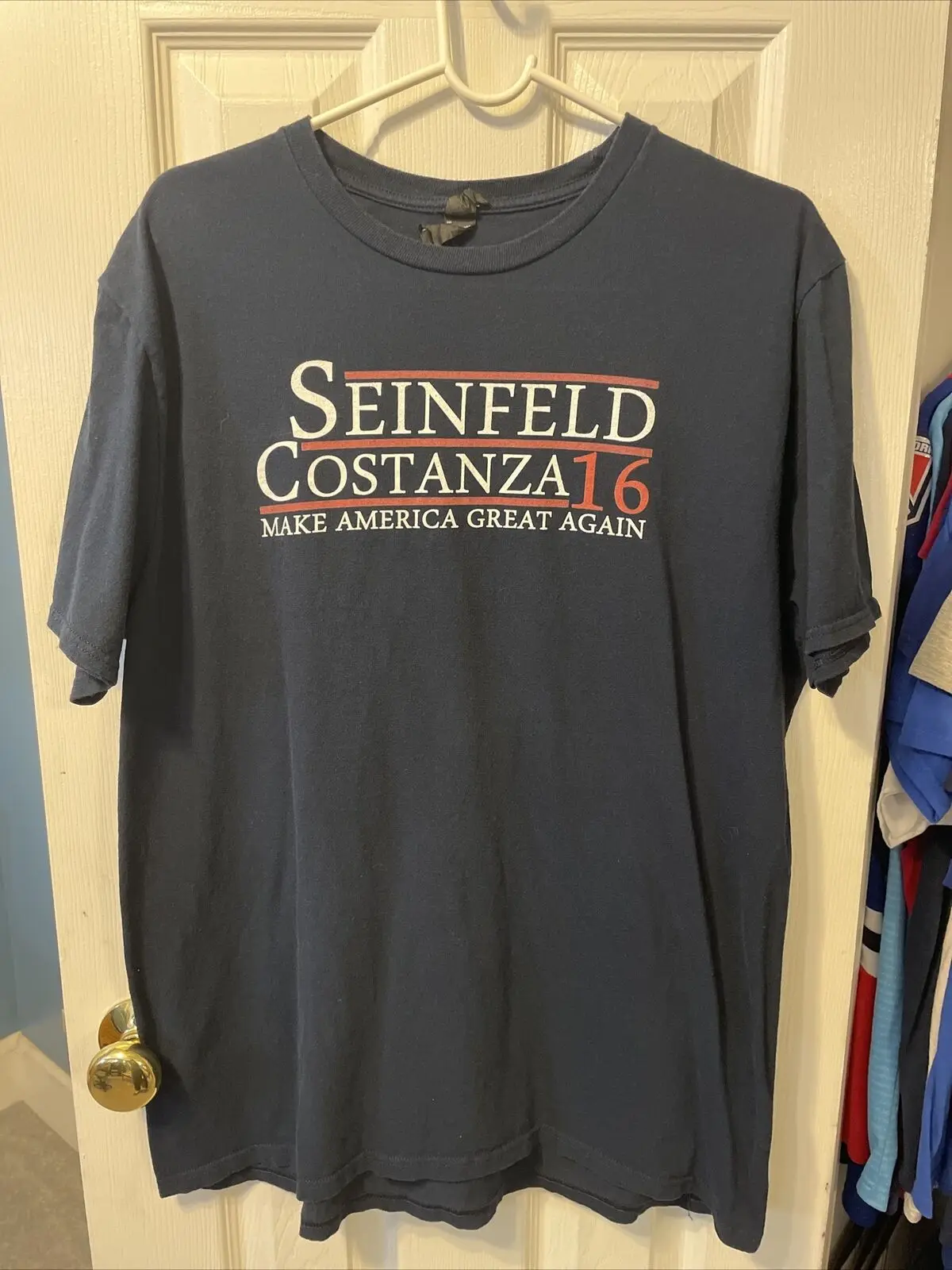 Jerry Seinfeld George Costanza Camicia Blu Da Uomo Taglia Xl