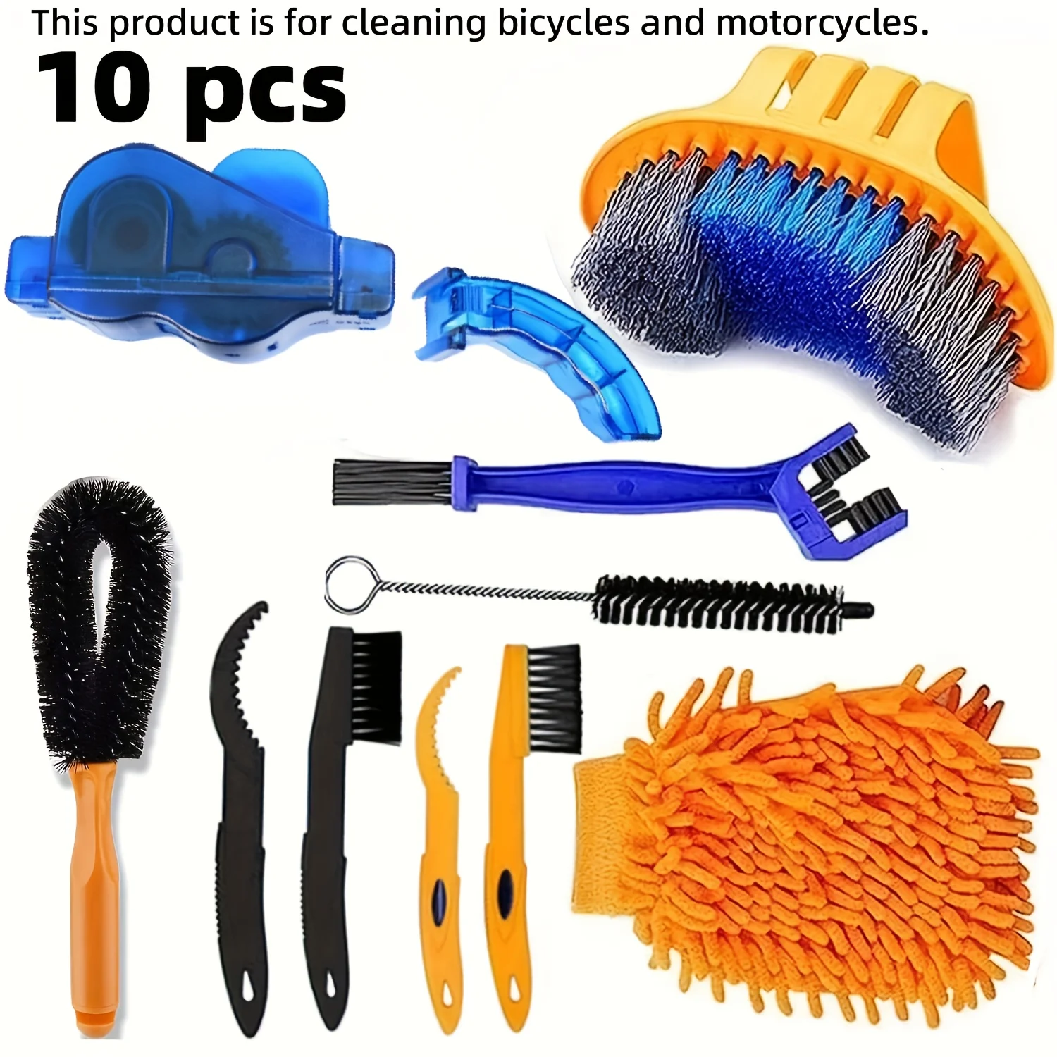 10 kit per la pulizia della bicicletta, include uno strumento per la pulizia della bicicletta, contiene un detergente per catene, adatto per ciclismo, mountain bike, fuoristrada
