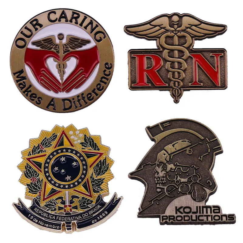 EMTOurCaringMakesaDifferenceCaduceusPinEnamelBroochMetal