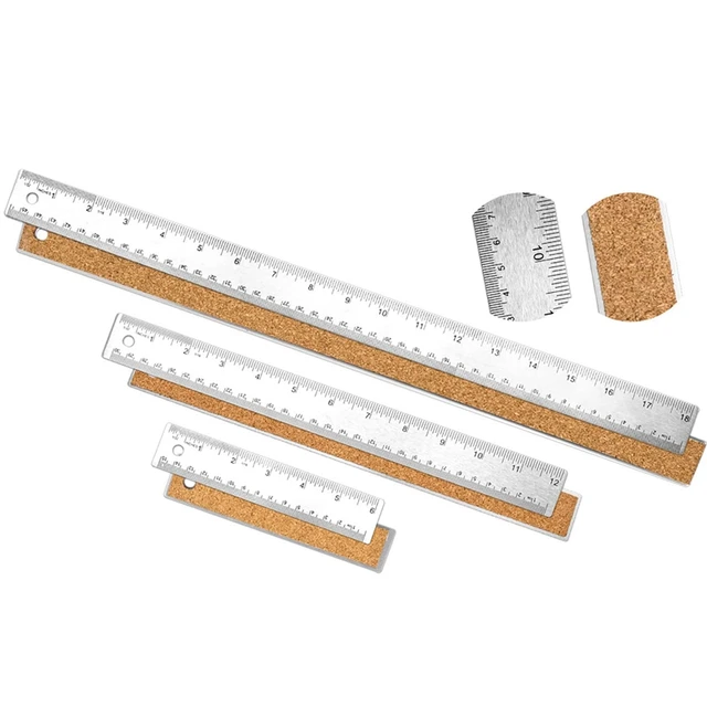 Metal Ruler 3 Pieces Stainless Steel Ruler With Cork Backing Non Slip  Straight Edge Metal Ruler For Office School Work - AliExpress