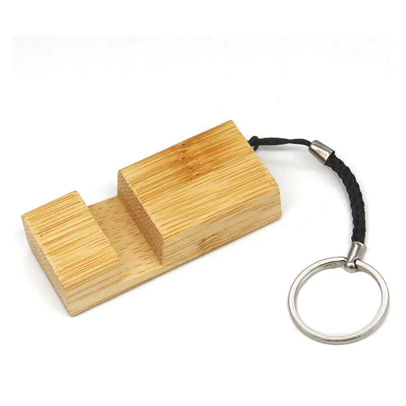 

20Pcs Bamboo Phone Holder Keychain Mobile Phone Holder Desk Holder For Phone Universal Bamboo Bracket Keyring