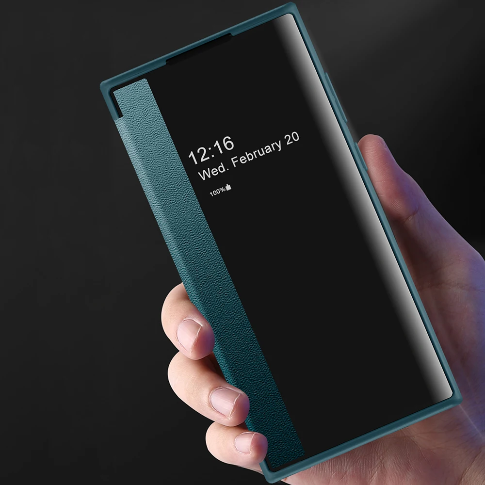 Luxury Shockproof Flip Leather Case with Window View and Book Cover Design