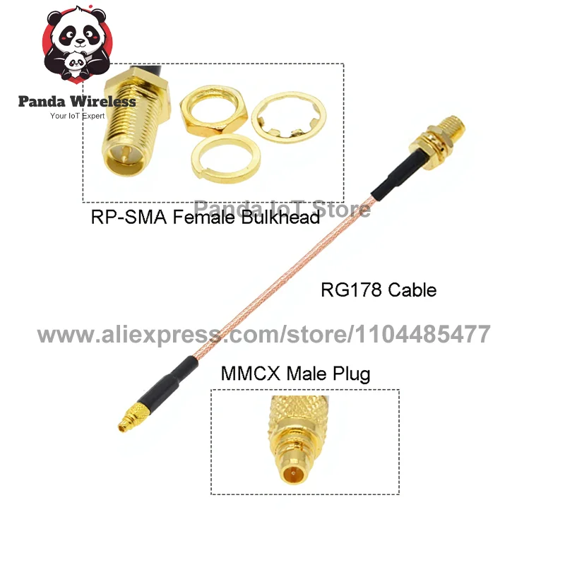 10개 RG178 RP-SMA/ SMA 암형-MMCX 수형/앵글 90 °   플러그 5cm-50cm RG178 피그테일 RF 동축 점퍼 SMA - MMCX 케이블