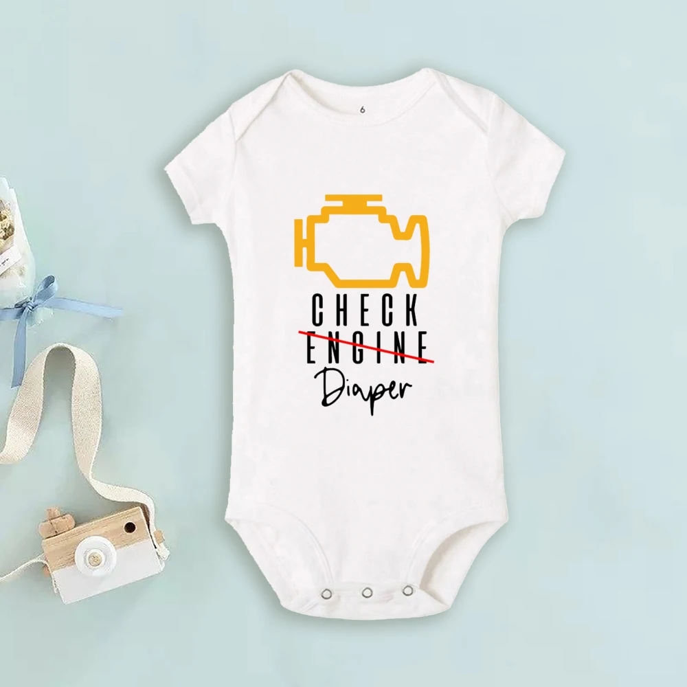 Lustige Poopy Windel Baby Strampler Check Engine Baby Body Niedliche Mechaniker Säuglingsbodys Jungen Mädchen Kleidung Neugeborenes Geschenk – Detail 9