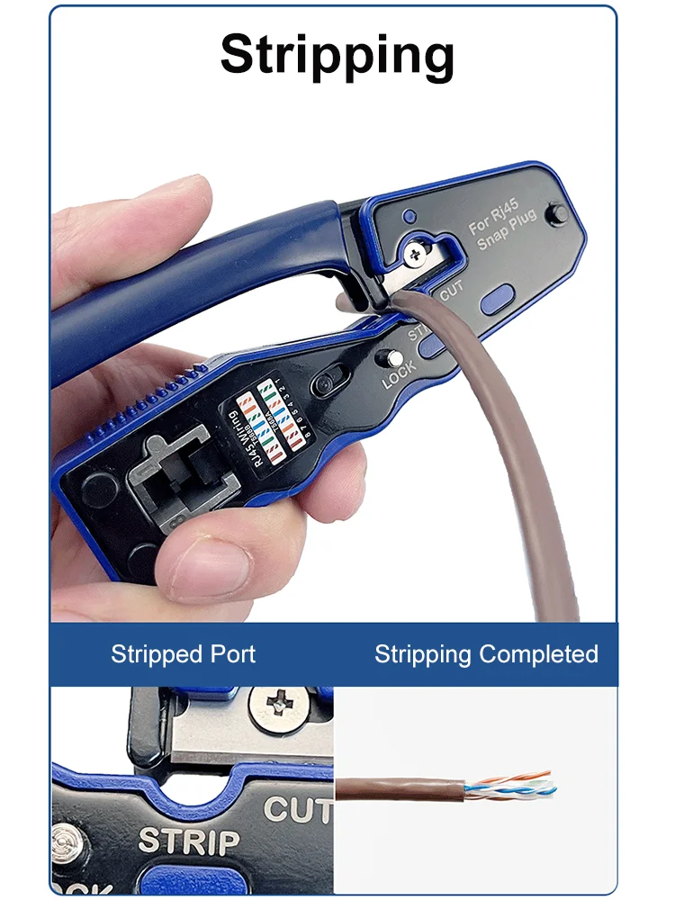 Rede Crimper Ferramentas Cabo Ethernet Stripper Através do Furo Conector Cat5 Alicate Pressionando Braçadeira de Fio Tongs Clip Rj45 - Imagem 2