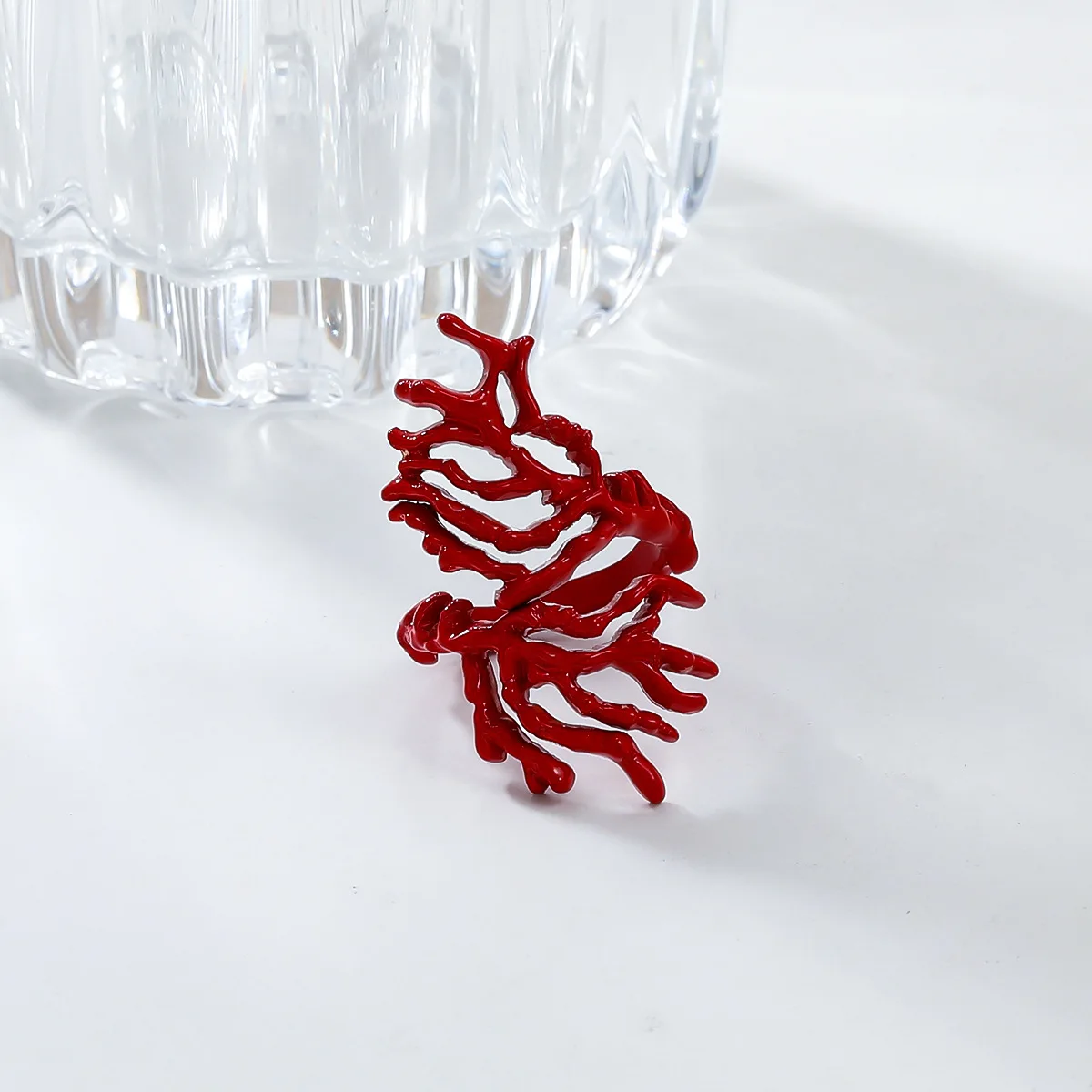 Ocean Style Coral Hollow Necklace, Bracelet, Ring Set,New Fashion Jewelry Adjustable Elastic Bracelet Accessories Unique Gift 4