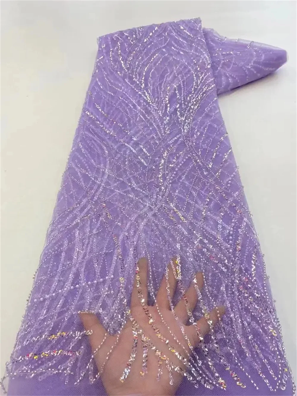 African Sequins Beaded Lace Fabric Luxury Groom Nigerian Wedding Bridal Embroidery French Tulle Sewing