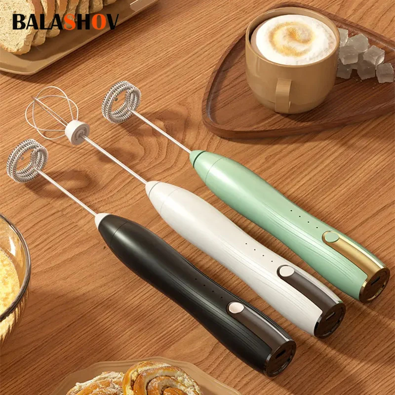 Electric Milk Frother USB Rechargeable Foam Maker Mixer Coffee Cream cappuccino Drink Frothing Wand Handheld Egg Beater 3 Speeds milk frother egg beater electric milk frother electric milk maker