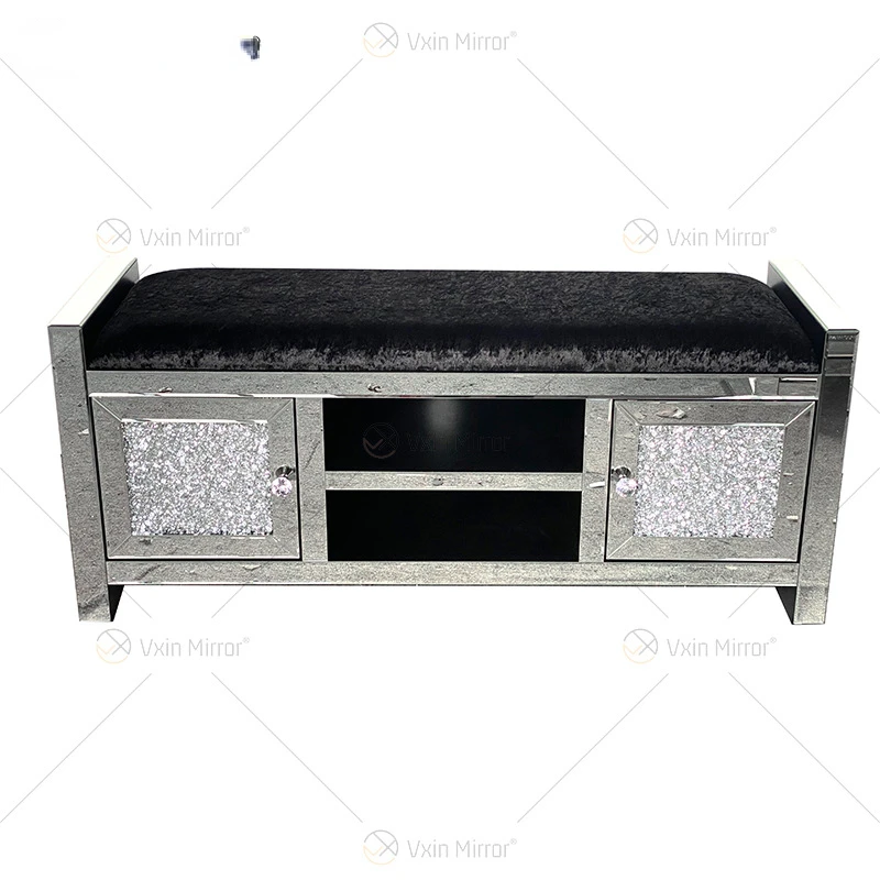 

Factory customized glass lockable storage stool with large capacity for organizing household storage stools, changing shoes