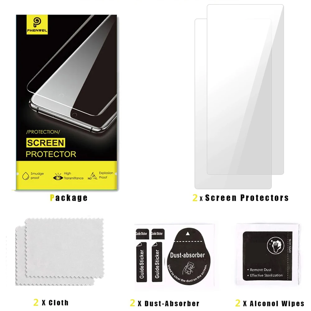 2-Pack Transparent Tempered Glass Screen Protector - Ultra Durable 9H Hardness
