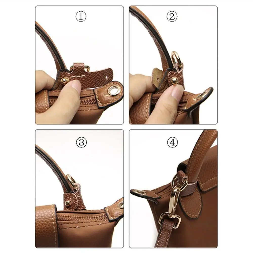 Handbag Transformation Accessories for Longchamp Short Handle Bag Punch-free Genuine Leather Crossbody Shoulder Strap Buckle