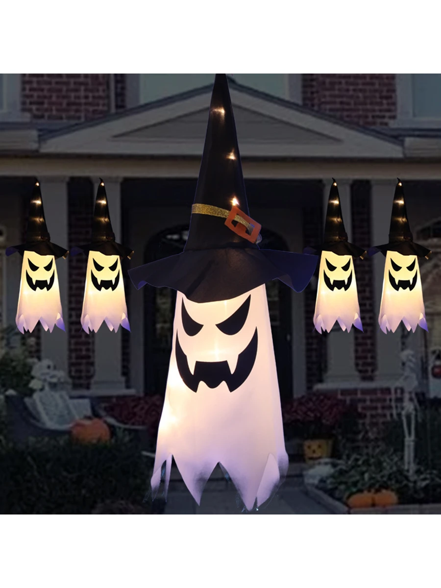 Halloween Decoration Hanging Luminous Ghost Witch Hat 1pc Indoor and Outdoor Decorations Birthday Party Decorations Halloween Smoke Bomb Pills