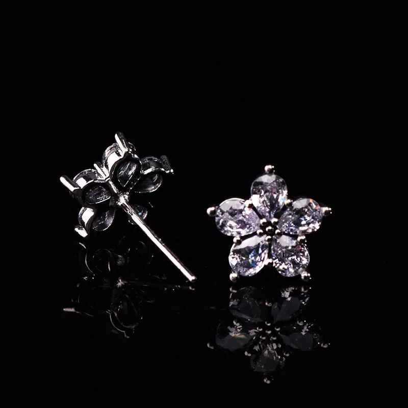 2022 Authentic 925 Sterling Silver Earring Sparkling Star Blue Gem Golden Heart Halo Stud Earrings Women Jewelry BirthdayGift