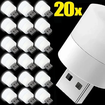 미니 USB LED 플러그 램프, 휴대용 눈 보호 책 독서등, 소형 원형 자동차 전구, 컴퓨터 모바일 전원 램프, 1-20 개