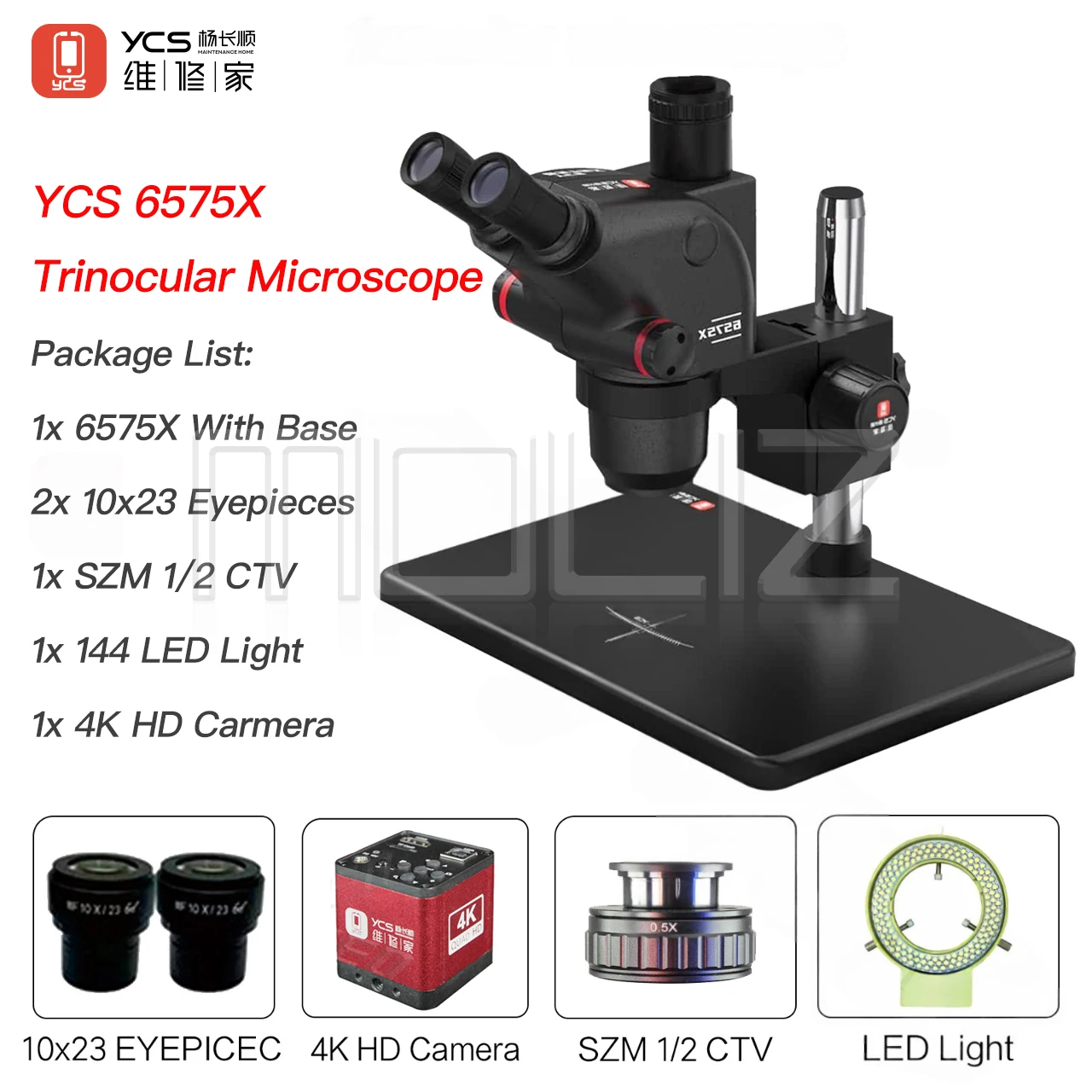 YCS 2025 New Trinocular 4K HD 1080P HDMI Digital Microscope 6575X
