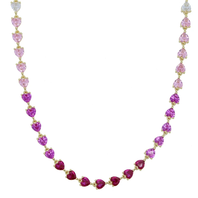 2024 New Colorful White Pink Red Heart Cubic Zirconia CZ Tennis