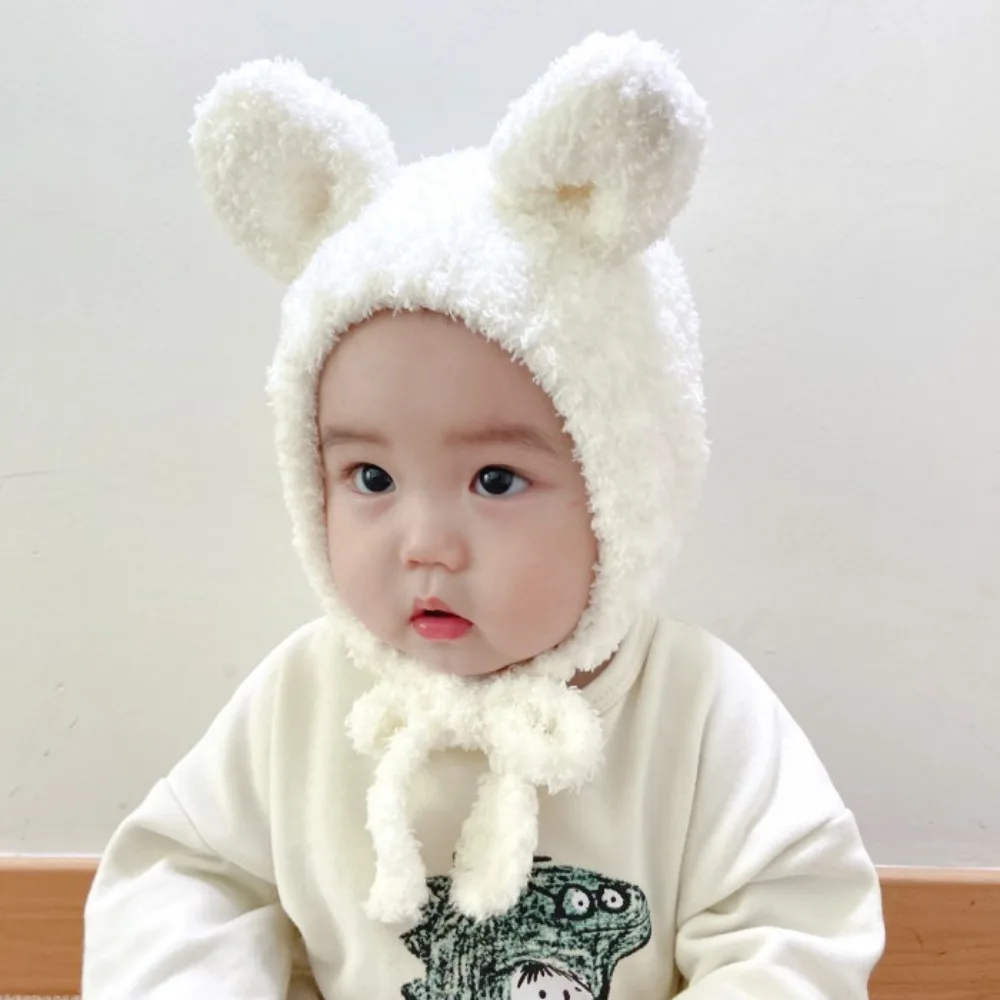 

Baby Hat Winter Plush for Boys Girls Warm Plush Hat Korean Handmade Baby Hat Ear Protection