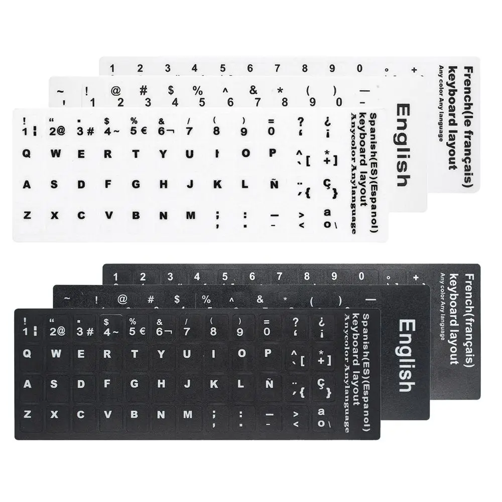 Wear-resistant Keyboard Stickers Spanish/English/Russian/Japanese/Arabic Laptop PC Non-slip Alphabet Layout Keyboard Replacement keyboard stickers
