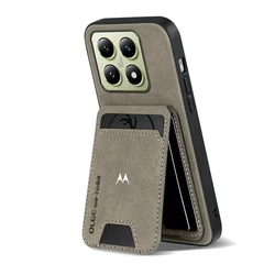 Premium Sheepskin Leather Card Holder Case - Business Edition with Anti - Drop Protection - Motorola G Power (2026) (GRAY)