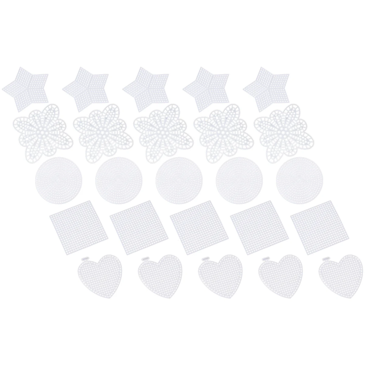 

50 Clear Mesh Canvas Stars Squares Hearts Circles Embroidery Yarn Crafting Knitting Crochet Projects Shapes