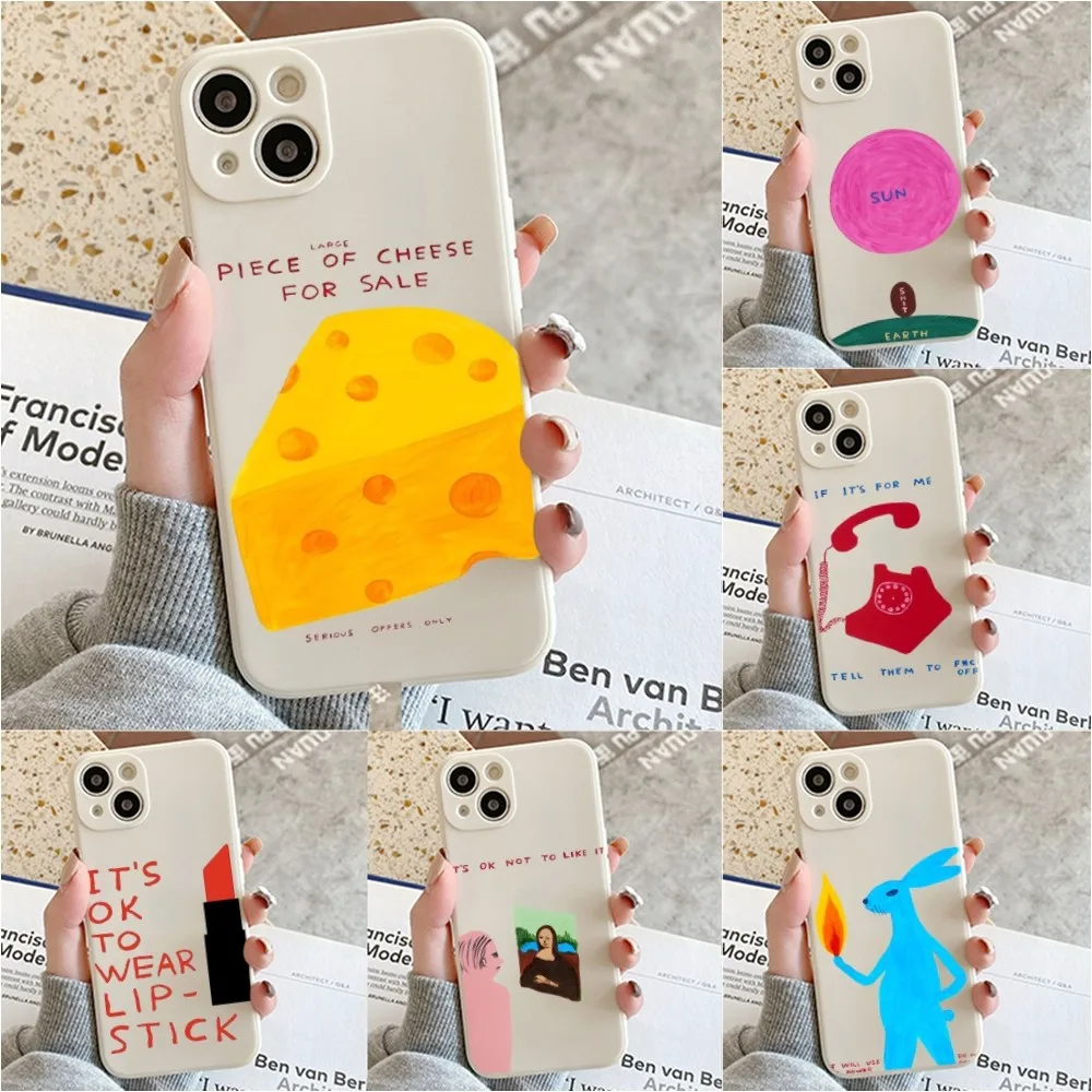 Custodia Per Telefono David Shrigley Visual Arts Per Iphone 11 13 14 Pro Max X Xr Xs Max Se2020 12Mini Custodia Bianca