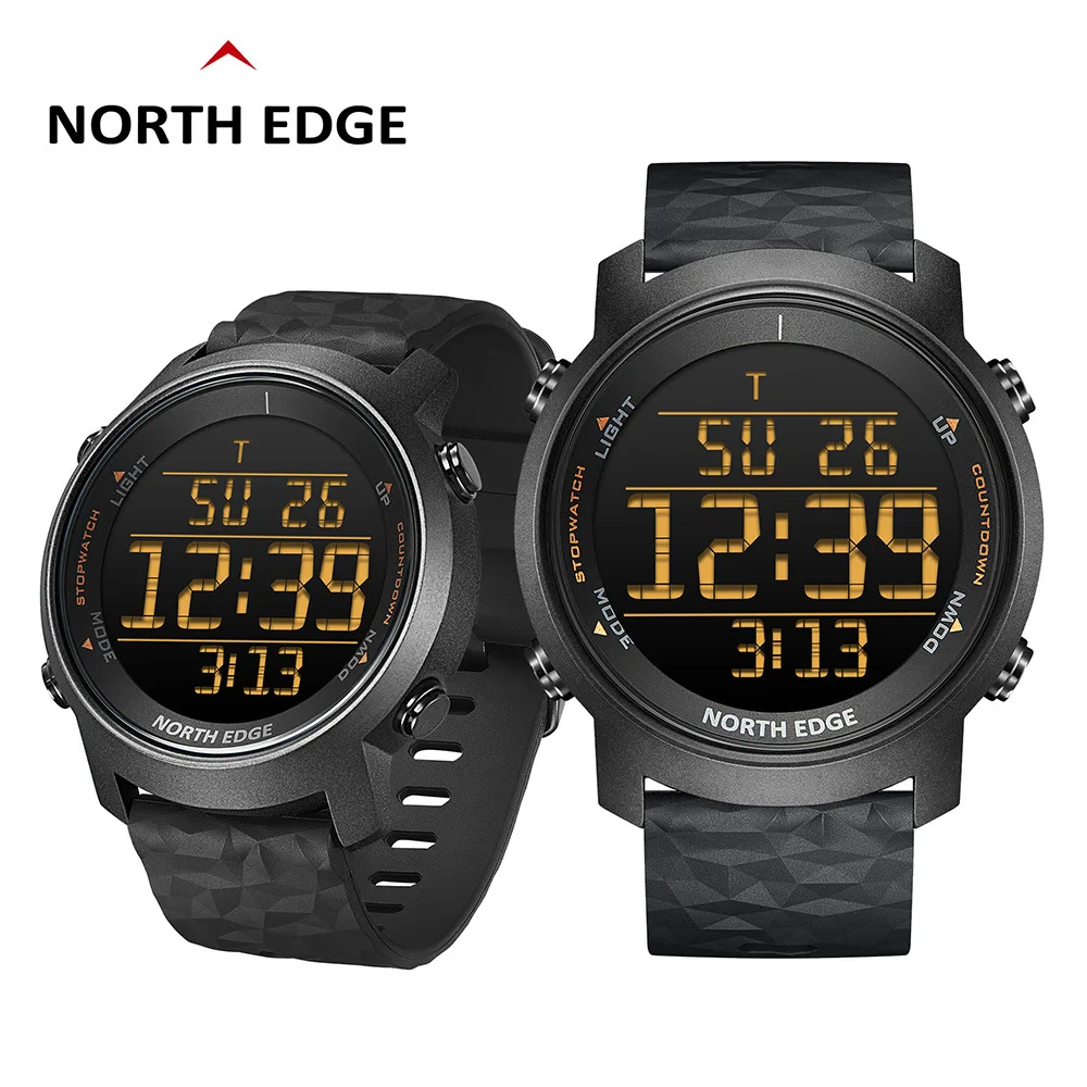 NORTH EDGE Outdoor Sports Watch For Men Digital Waterproof 50M Stopwatch Alarm Clock Metronome Countdown Men Watch Reloj Hombre