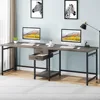79 Inch Extra Long Desk, Double Desk with 2 Drawers, Two Person Desk Long Computer Desk with Storage Shelves, Writing 4