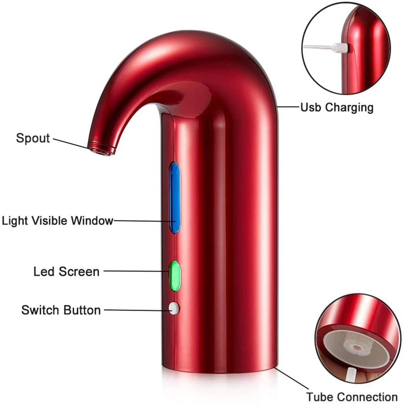 USB Rechargeable Electric Wine Aerator Decanter Bar Accessories Automatic Wine Dispenser Pourer Storage Bag Party Supplies Wine Aerator Pourer Wine Aerator Decanter