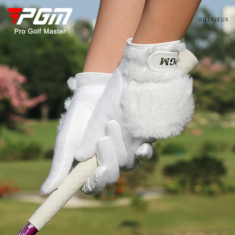 PGM Golf Women's Gloves Autumn and Winter Plush Thickened Rabbit Like Fur Thermal Gloves 1 Pair Warm Beautiful and Comfortable