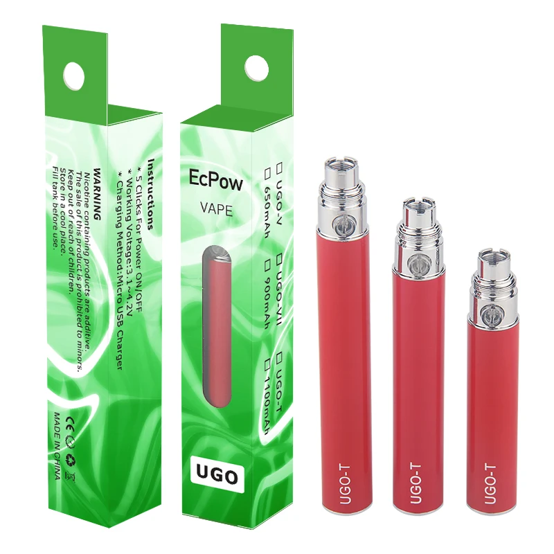 

650 900 1100mah UGO-T Micro USB Passthrough 7 Color Electronic Cigarette Battery UGO T EGO Vape Pen